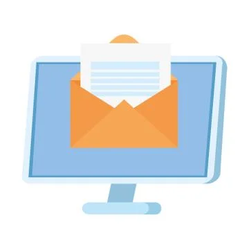 Envelope message in front of computer vector design 库存插图