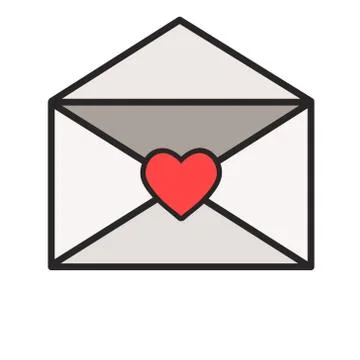 Envelope message letter romance with red heart icon, stock vector illustratio Stock Illustration