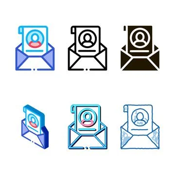 Envelope modern with voter information sheet icon vector outline Illustrazione stock