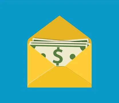 Envelope with money. Ilustração Stock