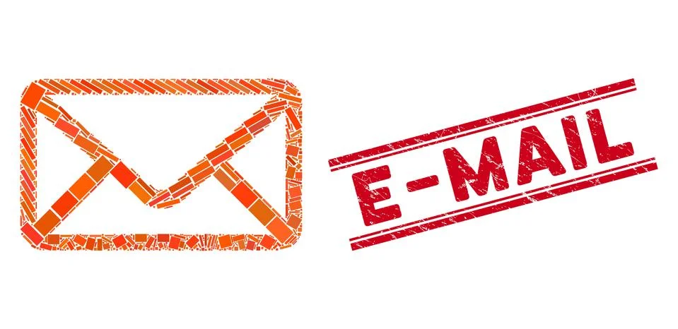 Envelope Mosaic and Grunge E-Mail Stamp with Lines Illustrazione stock