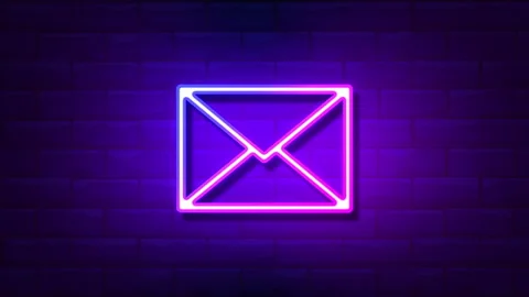 Envelope neon sign animation..Brick Wall Background.4K motion animation. Stock-Footage 255593409