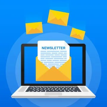 Envelope with a newsletter concept. Open message with the document. Subscribe Stock Illustration