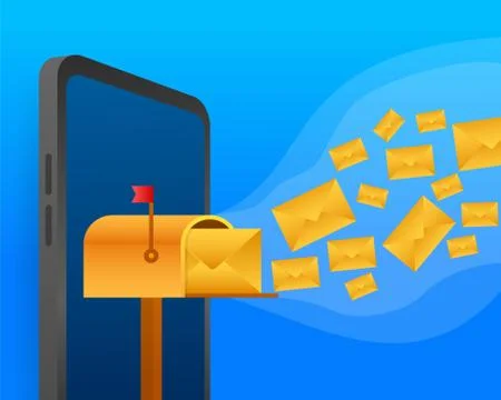 Envelope with a newsletter concept. Open message with the document. Subscribe to Stock Illustration