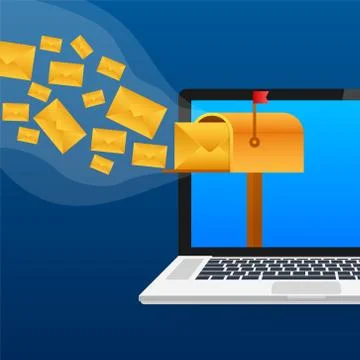 Envelope with a newsletter concept. Open message with the document. Subscribe to Illustrazione stock