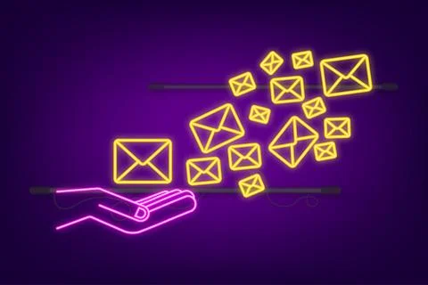 Envelope with a newsletter concept. Open message with the document. Subscribe to Illustrazione stock