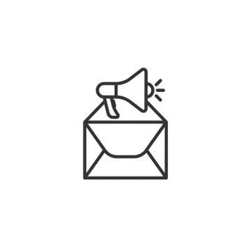 Envelope notification icon in flat style. Email with speaker vector illustrat Stock Illustration