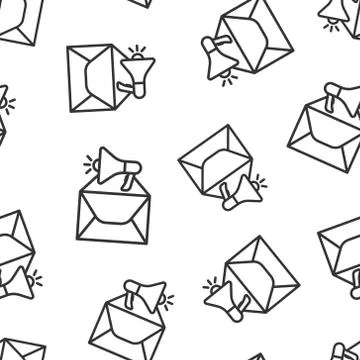 Envelope notification icon in flat style. Email with speaker vector illustrat Stock Illustration