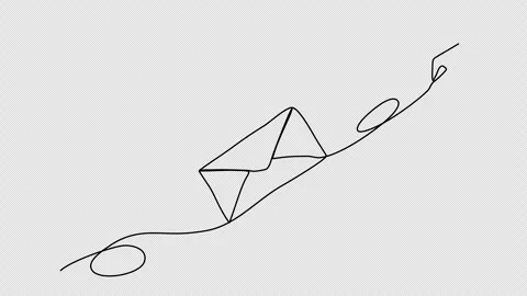 Envelope, one line drawing animation. Video clip with alpha channel. Stock Footage 308070550