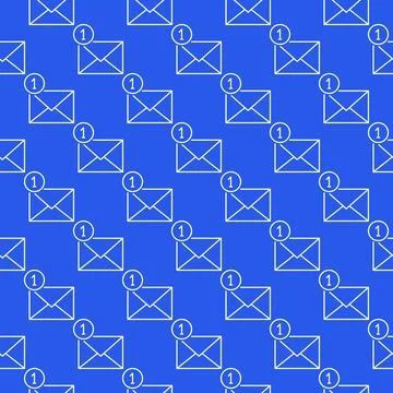 Envelope with One number in Circle vector blue line seamless pattern 스톡 일러스트