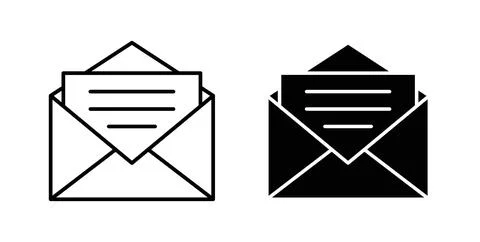 Envelope open icon collection in black, Line icons, flat symbols 스톡 일러스트