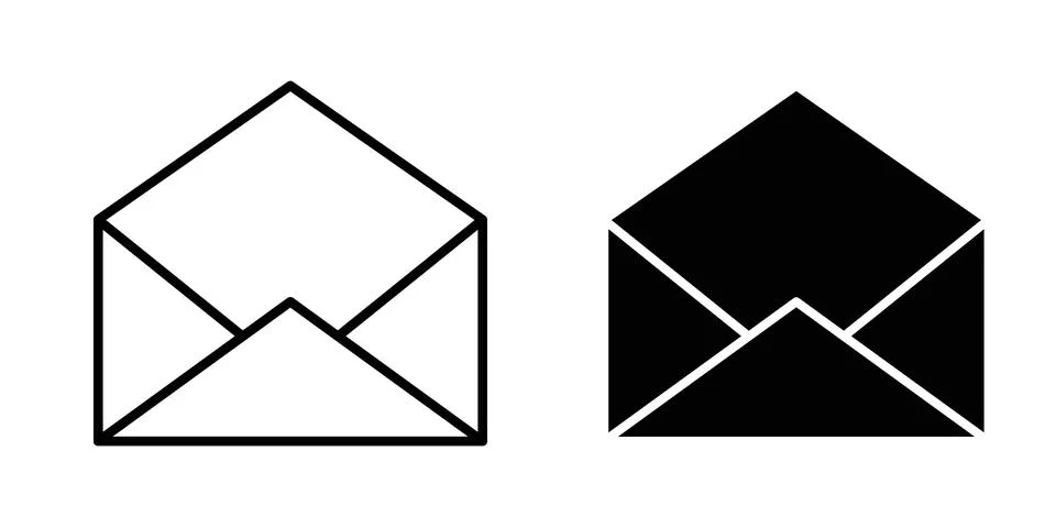 Envelope open icon for design projects and web UI Stock Illustration