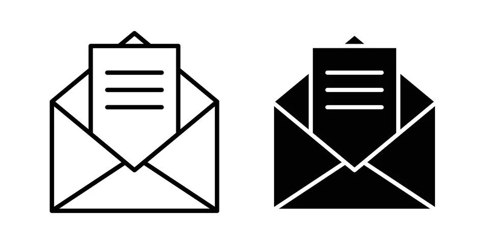 Envelope open icon. Outline, flat icons 스톡 일러스트