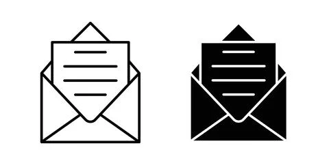 Envelope open icon symbol, outline icons Stock Illustration