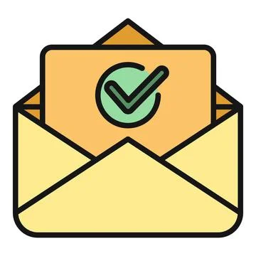 Envelope opening with document having green checkmark icon Stockillustratie