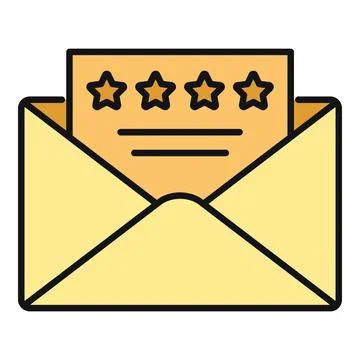 Envelope opening with document showing stars rating Stock Illustration