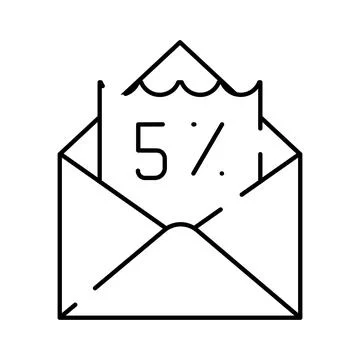Envelope opening with five percent discount message Stock Illustration