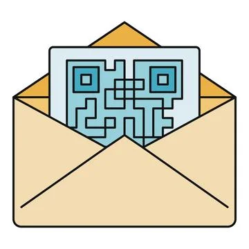 Envelope opening with qr code inside for digital message 스톡 일러스트