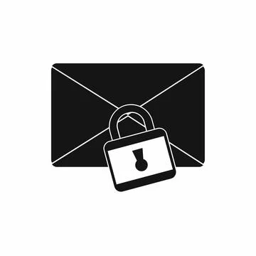 Envelope with padloc icon, simple style Stock Illustration