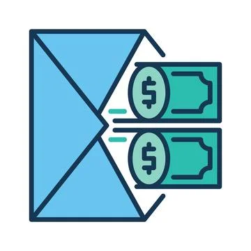 Envelope with Pair of Dollar Banknotes vector Bribe concept colored icon Ilustração Stock