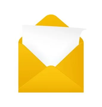 Envelope with paper in realistic style on white background. Vector illustration Stock Illustration