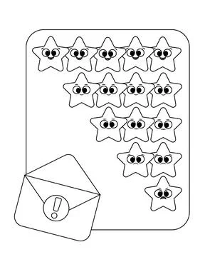 Envelope with a paper on which a rating in the form of stars. Stock Illustration