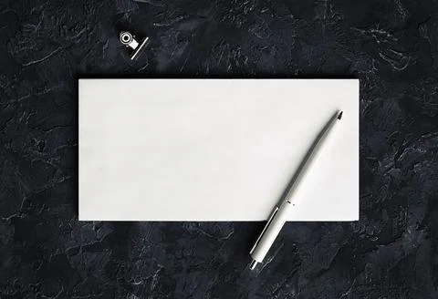 Envelope, pen, clip Stock Photos