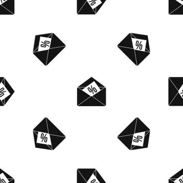Envelope with percentage pattern seamless black 스톡 일러스트