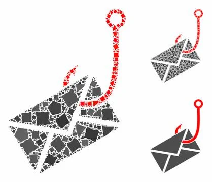 Envelope phishing hook Mosaic Icon of Raggy Parts Stock Illustration