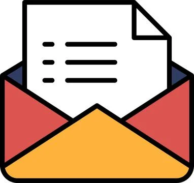 A envelope with a piece of paper inside Stock Illustration