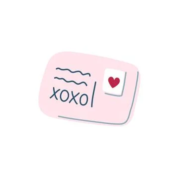 Envelope with pink heart stamp Stock Illustration