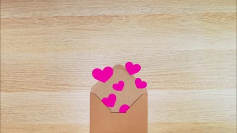 Envelope with pink hearts. Stock Footage 260557411