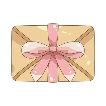 Envelope with pink ribbon 스톡 일러스트