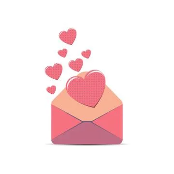 Envelope pink vector letter love illustration. White paper isolated card vale Illustration