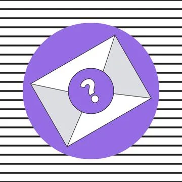 Envelope with purple stamp and question mark Stock Illustration