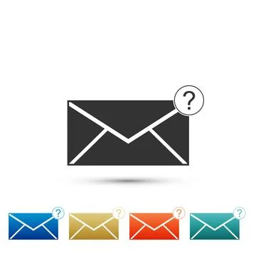 Envelope with question mark icon isolated on white background. Letter with .. Stock Illustration