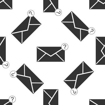 Envelope with question mark icon seamless pattern on white background. Lett.. Illustrazione stock