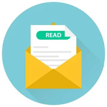 Envelope with a read letter. Read the letter with the text. Stock Illustration