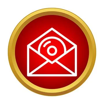 Envelope receiving compact disc data delivery icon Stock Illustration