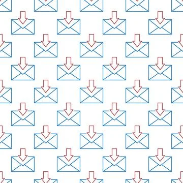 Envelope with red Arrow vector concept seamless pattern in outline style Stock Illustration