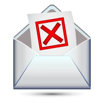 Envelope with a red cross mark inside Illustrazione stock