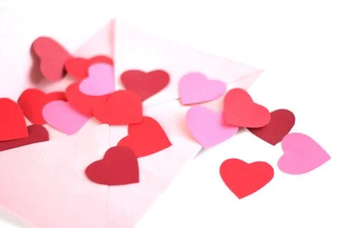 Envelope with red hearts Stock Photos