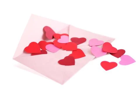 Envelope with red hearts Stock Photos