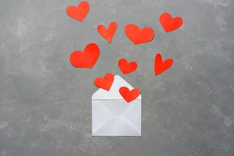 Envelope with red hearts Stock Photos