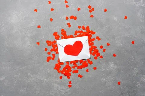 Envelope with red hearts Stock Photos