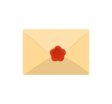Envelope with red wax seal. Vector illustration. Stock Illustration