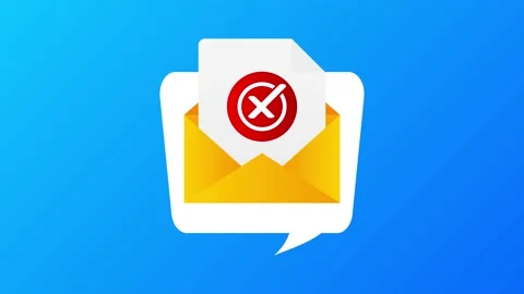 Envelope with rejected letters on blue background. Quote speech bubble. Motion Stock Footage 153490519