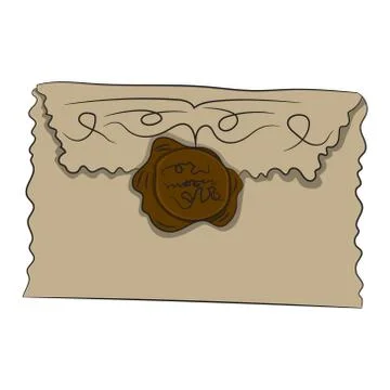 Envelope with seal. Vector illustration. Drawing by hand. Stock Illustration