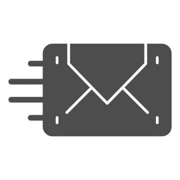 Envelope sending solid icon. Mail vector illustration isolated on white. Letter 库存插图