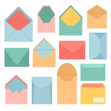 Envelope set flat design and vector illustration Stock Illustration